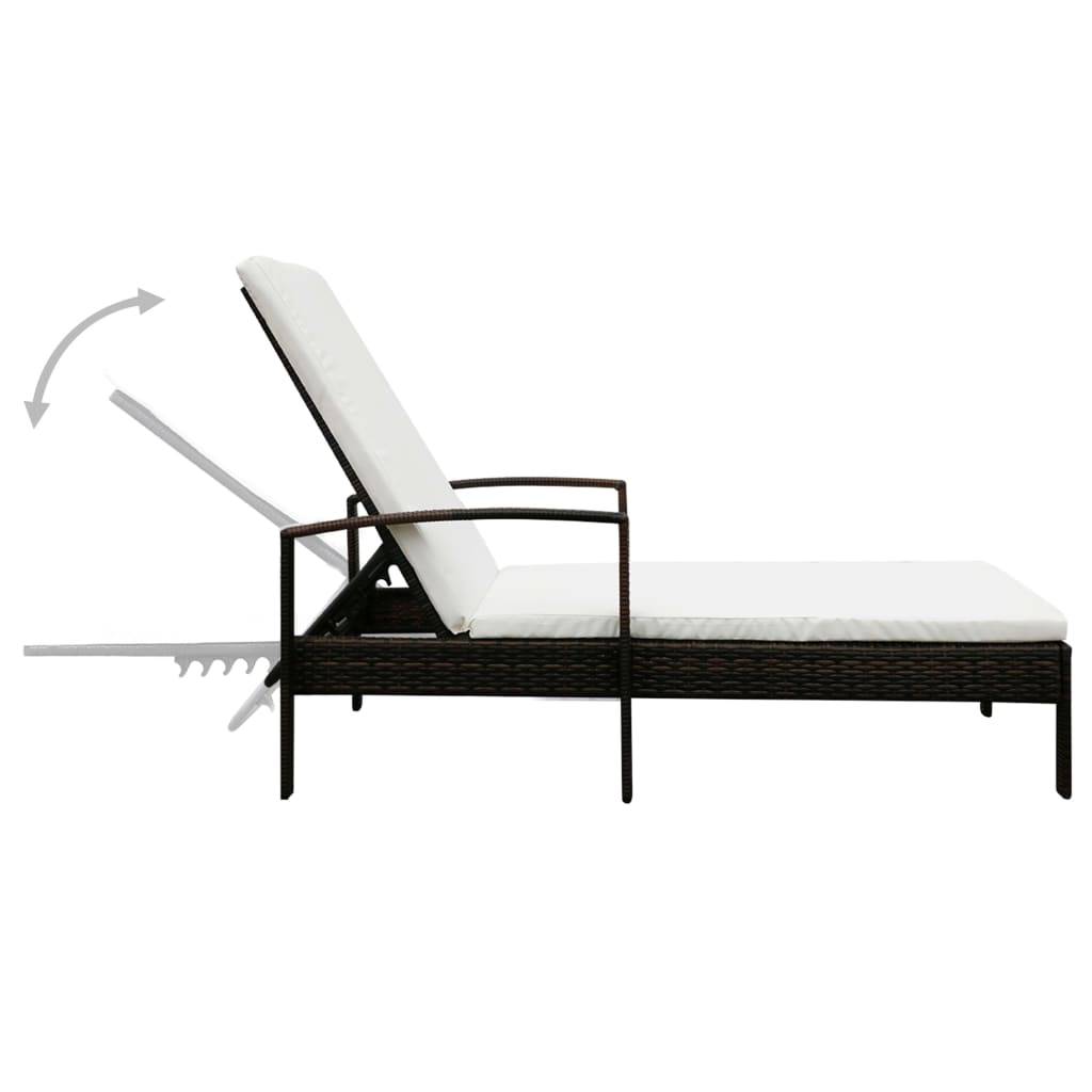 vidaXL Sonnenliege mit Auflage Poly Rattan Braun