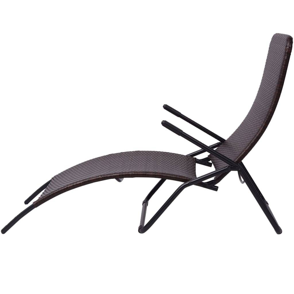 vidaXL Sonnenliege Klappbar Poly Rattan Brown