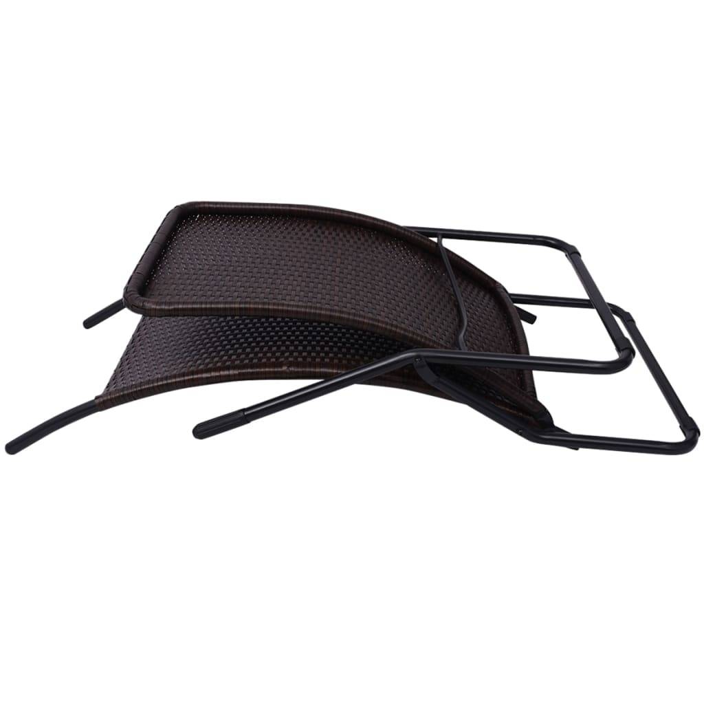 vidaXL Sonnenliege Klappbar Poly Rattan Brown