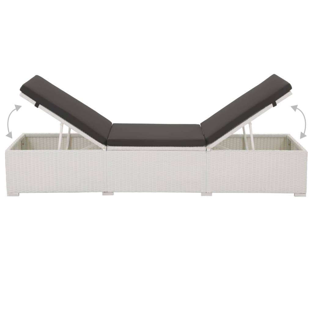 vidaXL Sonnenliege mit Auflage Poly Rattan Weiß