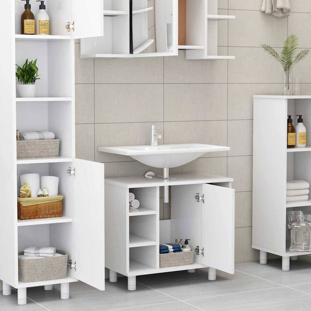 vidaXL Badezimmerschrank Weiß 60x32x53,5 cm Holzwerkstoff