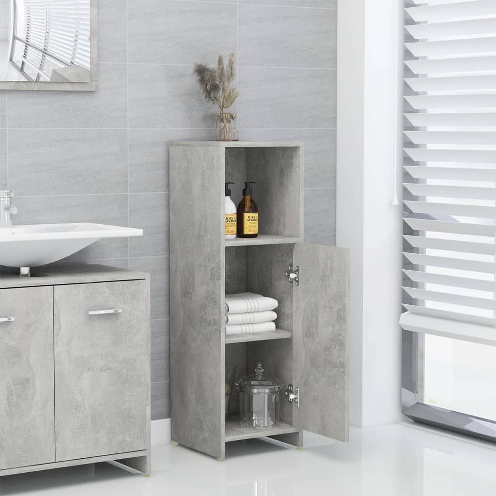 vidaXL Badezimmerschrank Betongrau 30x30x95 cm Holzwerkstoff