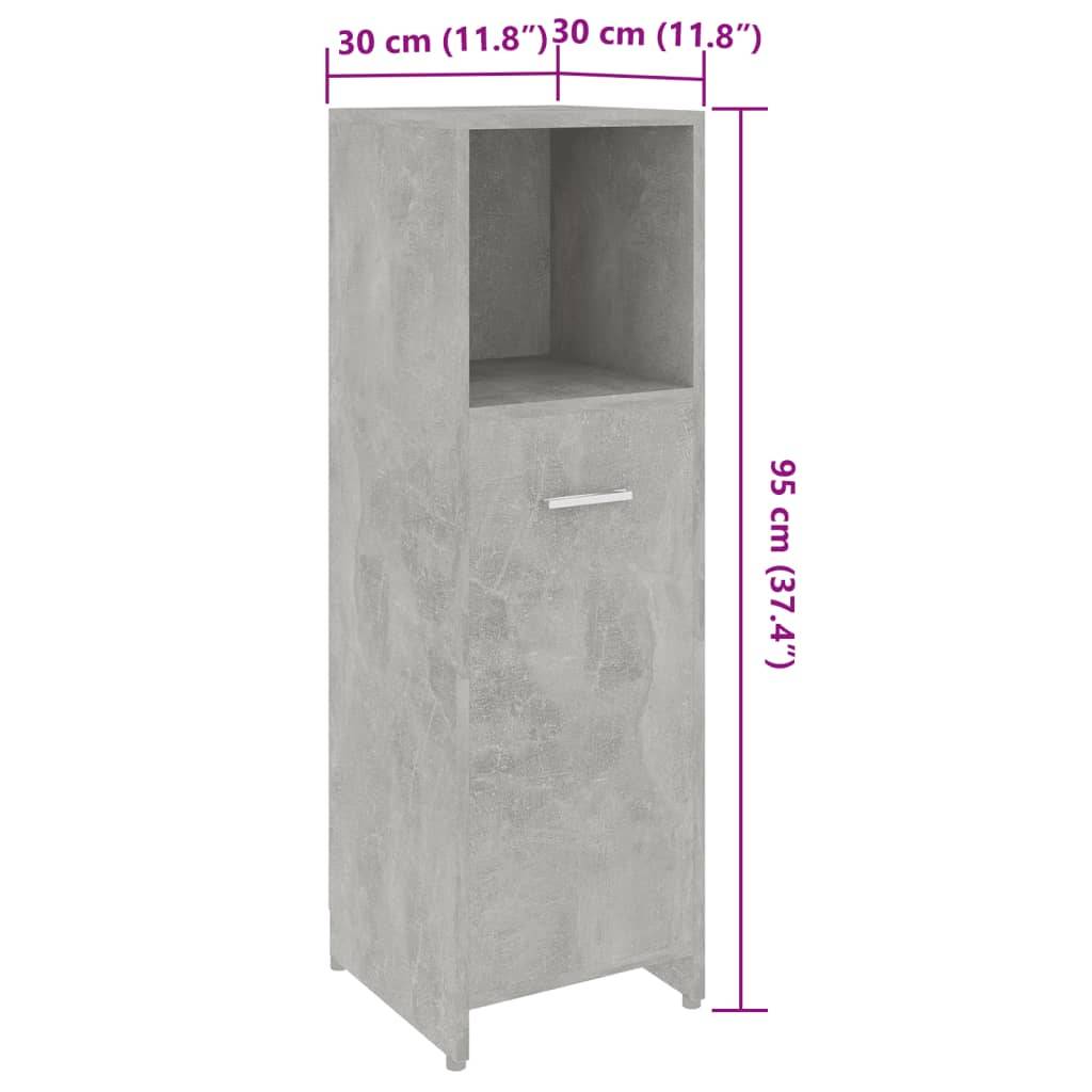 vidaXL Badezimmerschrank Betongrau 30x30x95 cm Holzwerkstoff