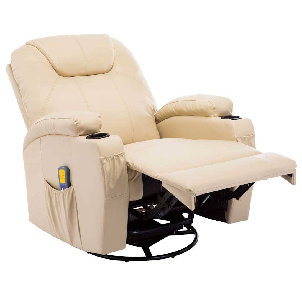 vidaXL Massage-Schaukelsessel Creme Kunstleder