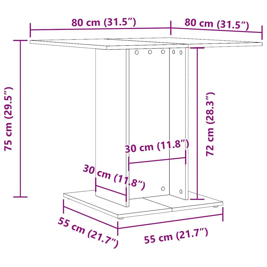 vidaXL Esstisch Weiß 80x80x75 cm Holzwerkstoff