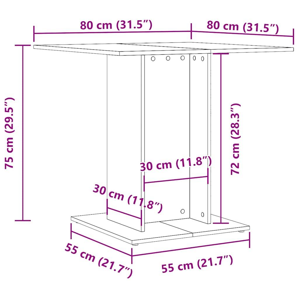 vidaXL Esstisch Betongrau 80x80x75 cm Holzwerkstoff