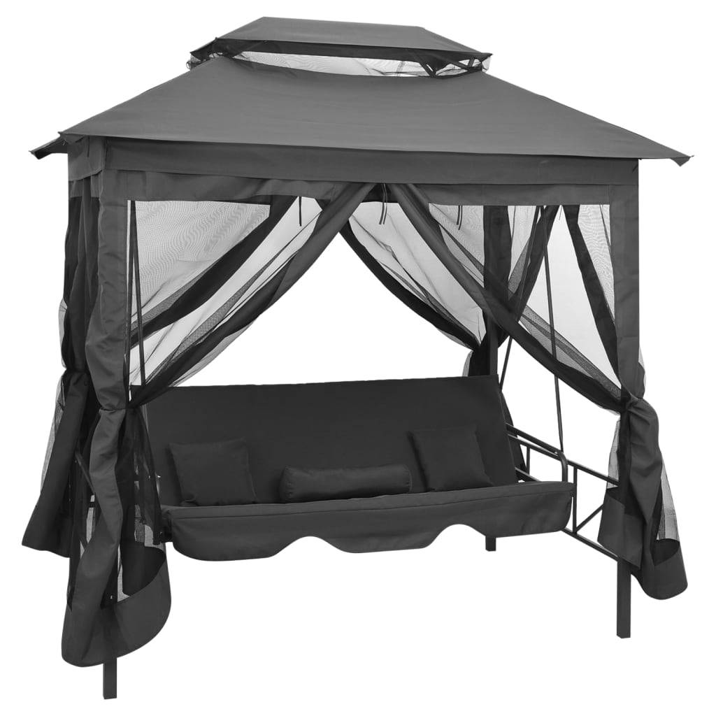vidaXL Gartenschaukel mit Bettfunktion und Dach 220×160×240 cm Stahl