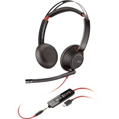 Plantronics C5220 Blackwire Telefon On Ear Headset kabelgebunden Stereo Schwarz Noise Cancelling Mikrofon-Stummschaltung