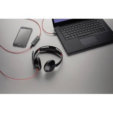 Plantronics C5220 Blackwire Telefon On Ear Headset kabelgebunden Stereo Schwarz Noise Cancelling Mikrofon-Stummschaltung
