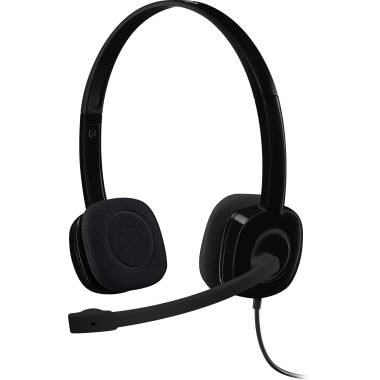 Logitech H151 Computer On Ear Headset kabelgebunden Stereo Schwarz Mikrofon-Rauschunterdrückung, Noise Cancelling Lautstärkeregelung, Mikrofon-Stum