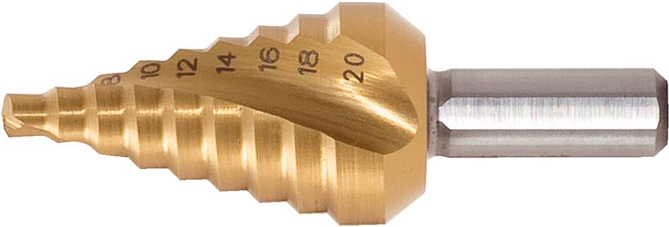 KS Tools 330.2374 HSS-TiN Stufenbohrer extra kurz,Ø 4-12mm, 9 Stufen