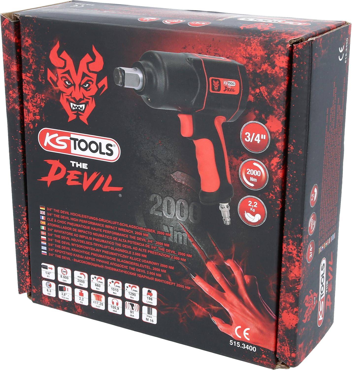 KS Tools 515.3400 Druckluft-Schlagschrauber Werkzeugaufnahme: 3/4" (19 mm) Außenvierkant Drehmoment (max.): 2000 Nm