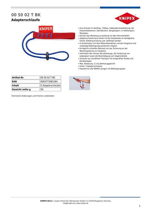 Adapterschlaufe TT VE mit 3Stück KNIPEX