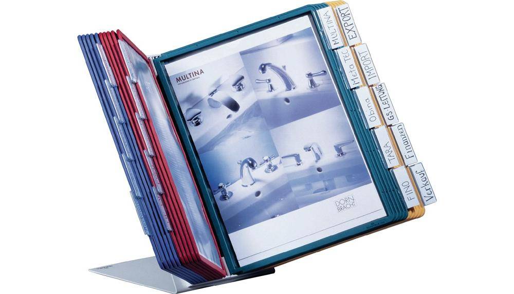 DURABLE Tischständer Stahlblech lichtgrau, RAL 7035 10 Sichttafeln