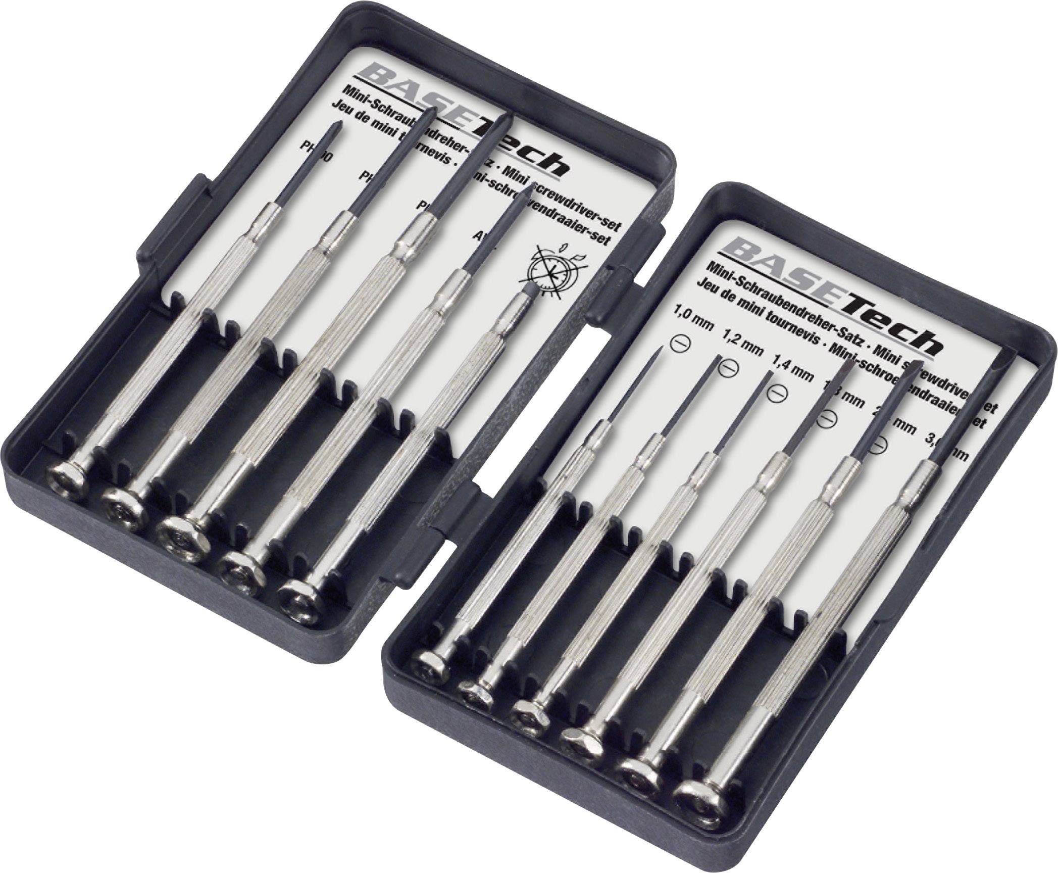 Basetech Elektronik- u. Feinmechanik Schraubendreher-Set 11teilig Schlitz, Kreuzschlitz Phillips