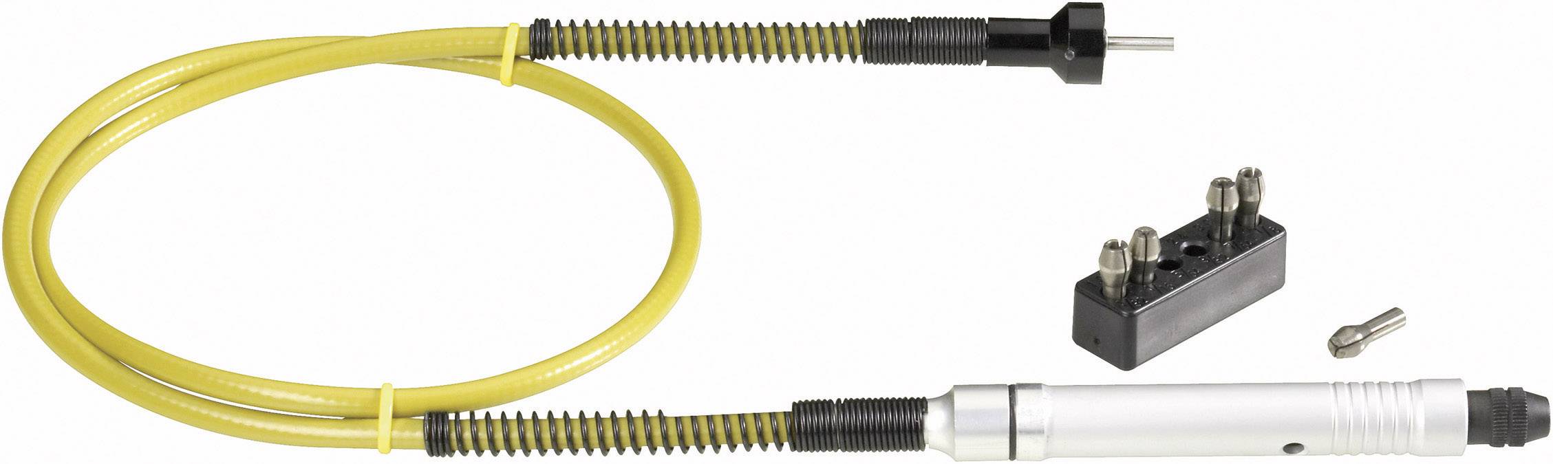 Mini-Drehwerkzeug mit gelbem Kabel und schwarzer Halterung. Geeignet für präzise Handwerksarbeiten.