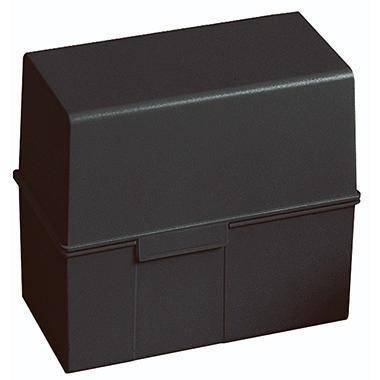 HAN Karteikasten 977-13 Karteibox Schwarz max. Anzahl der Karten: 300 Karten DIN A7 quer Stahlscharnier, Deckel als zusätzlicher Trog nutzbar