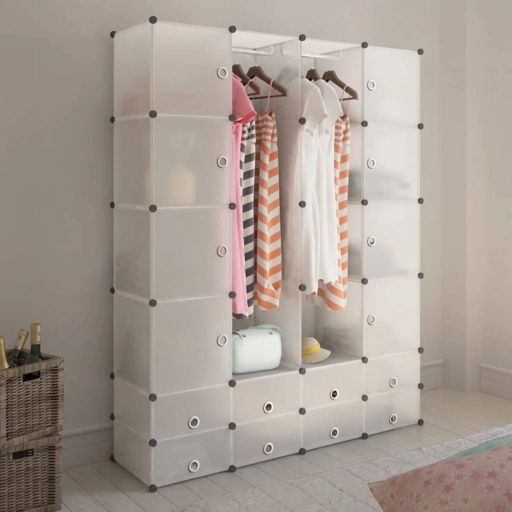 vidaXL Modularer Schrank mit 18 Fächern Weiß 37x146x180,5 cm