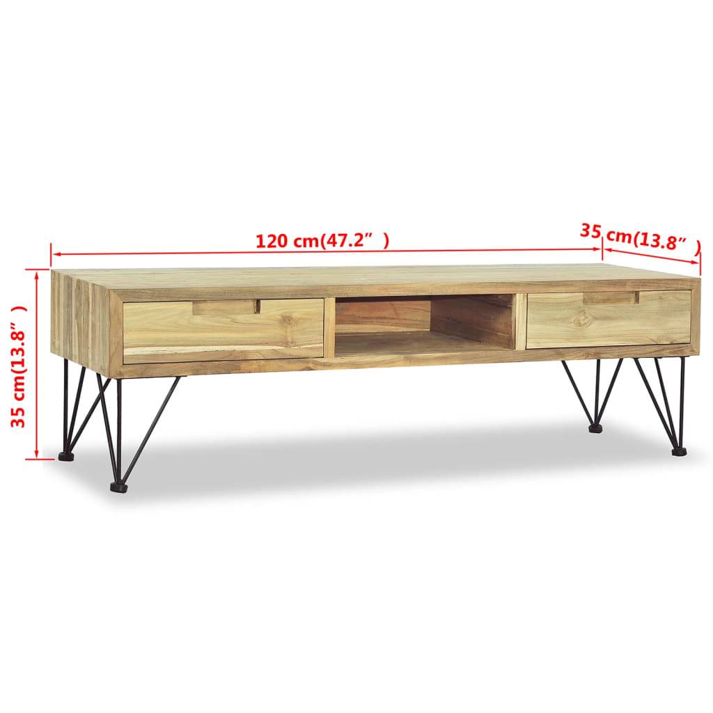 vidaXL TV-Schrank 120 x 35 x 35 cm Teak Massiv