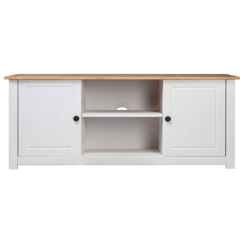 vidaXL TV-Schrank Weiß 120x40x50 cm Massivholz Panama-Kiefer