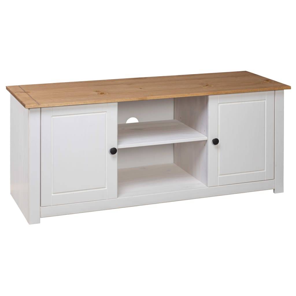 vidaXL TV-Schrank Weiß 120x40x50 cm Massivholz Panama-Kiefer