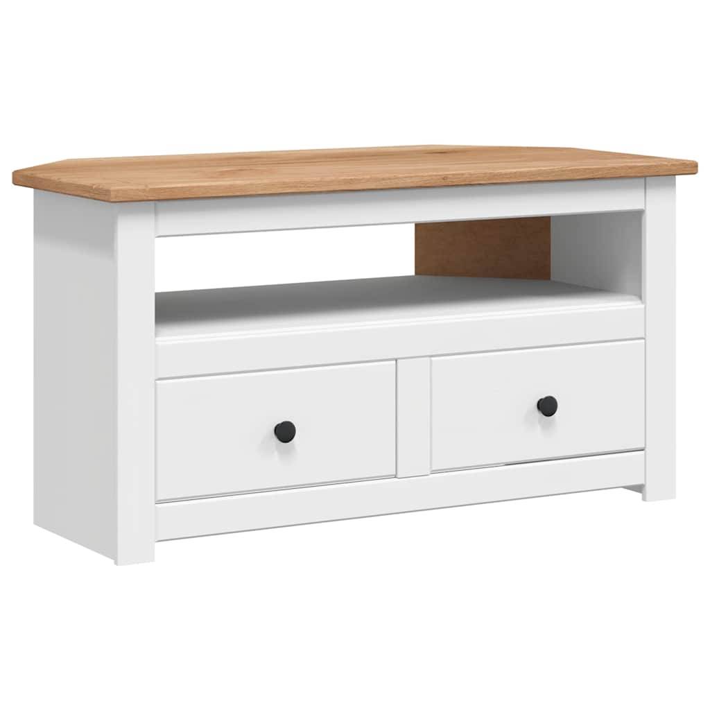 vidaXL TV-Eckschrank Weiß 93 x 49 x 49 cm Massivholz Panama-Kiefer