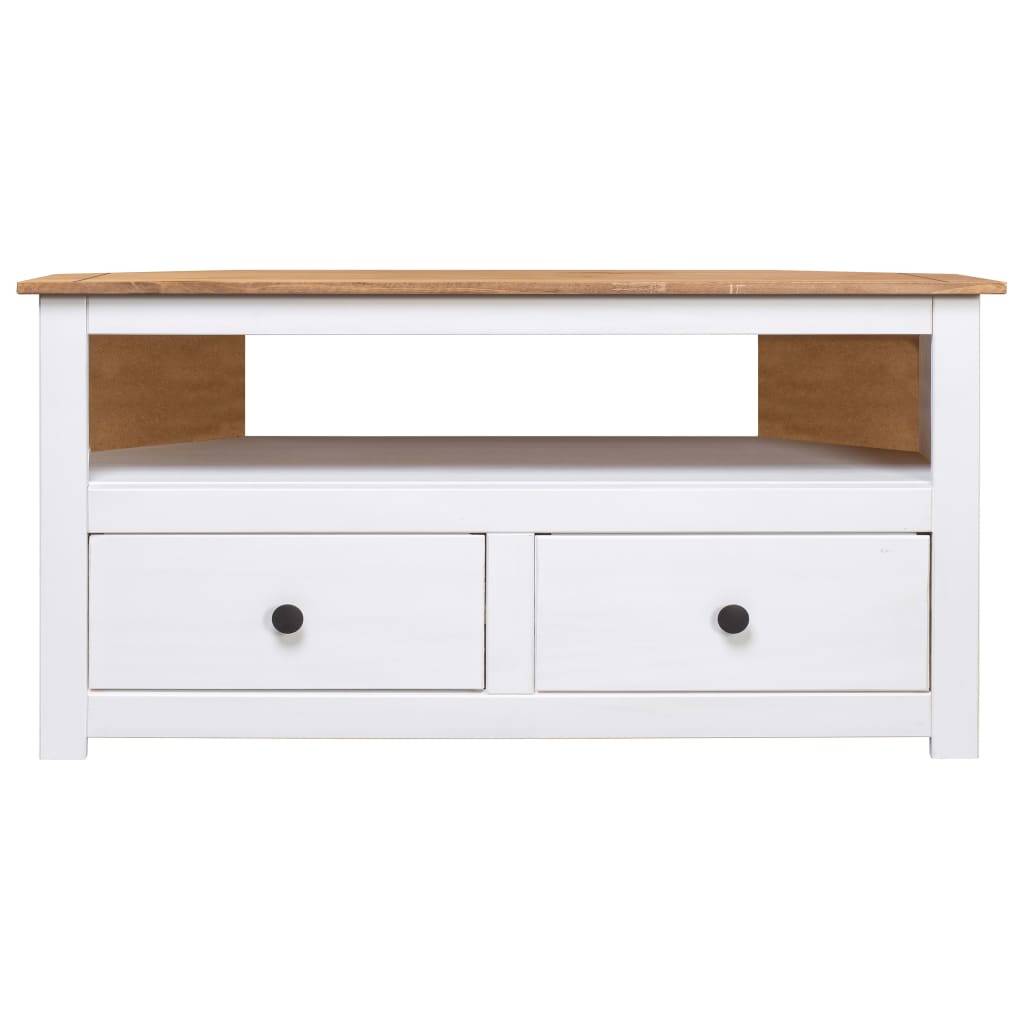 vidaXL TV-Eckschrank Weiß 93 x 49 x 49 cm Massivholz Panama-Kiefer