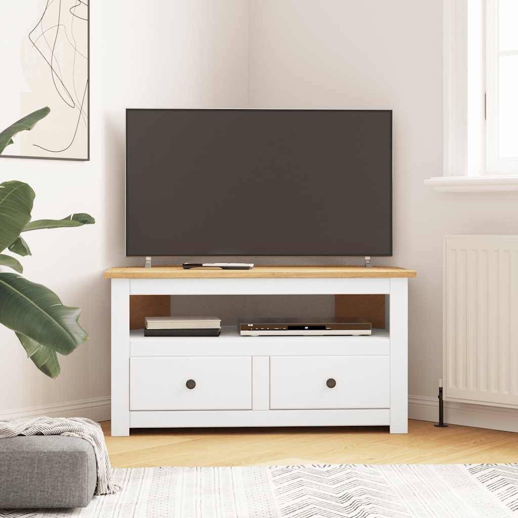 vidaXL TV-Eckschrank Weiß 93 x 49 x 49 cm Massivholz Panama-Kiefer
