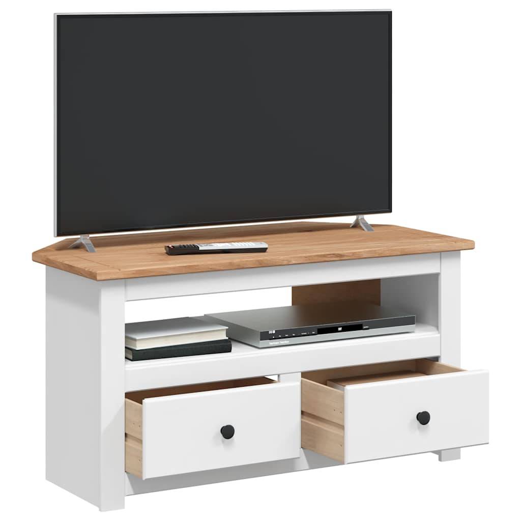 vidaXL TV-Eckschrank Weiß 93 x 49 x 49 cm Massivholz Panama-Kiefer