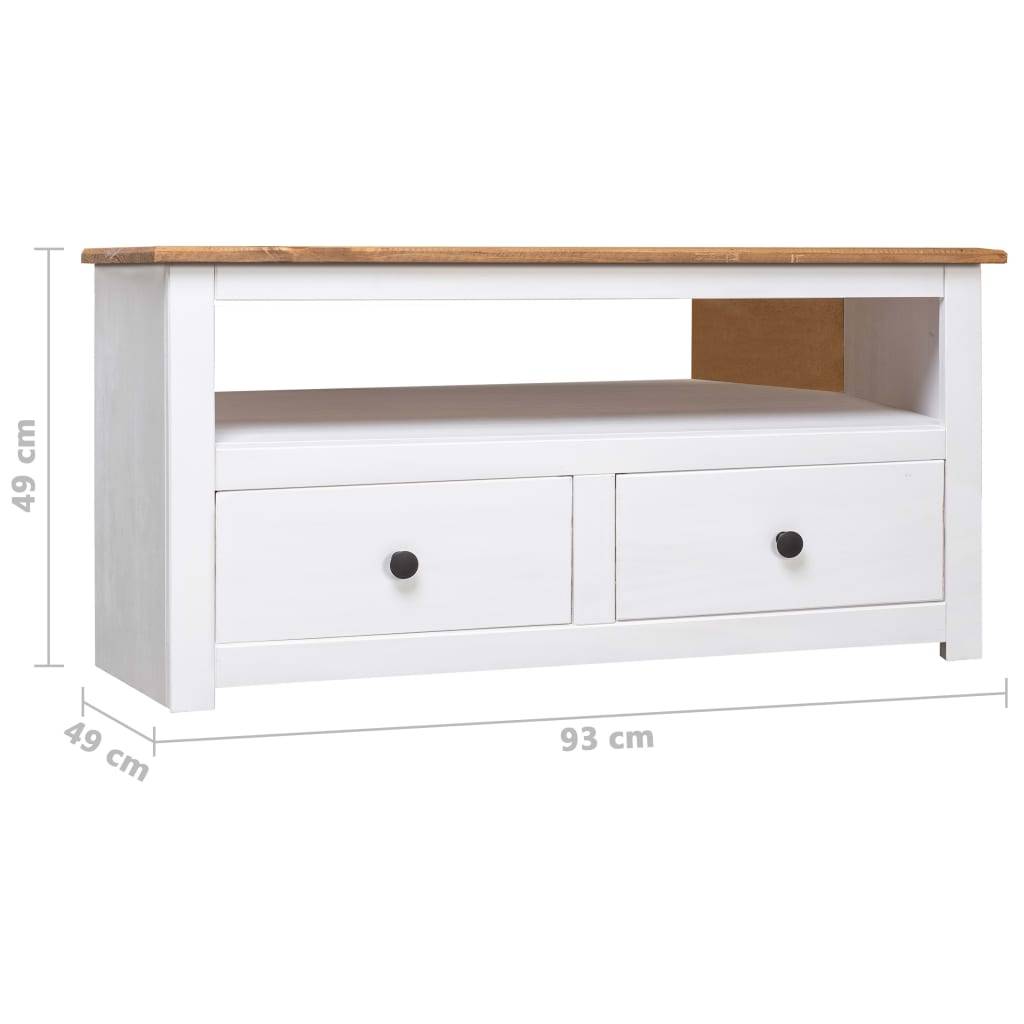vidaXL TV-Eckschrank Weiß 93 x 49 x 49 cm Massivholz Panama-Kiefer