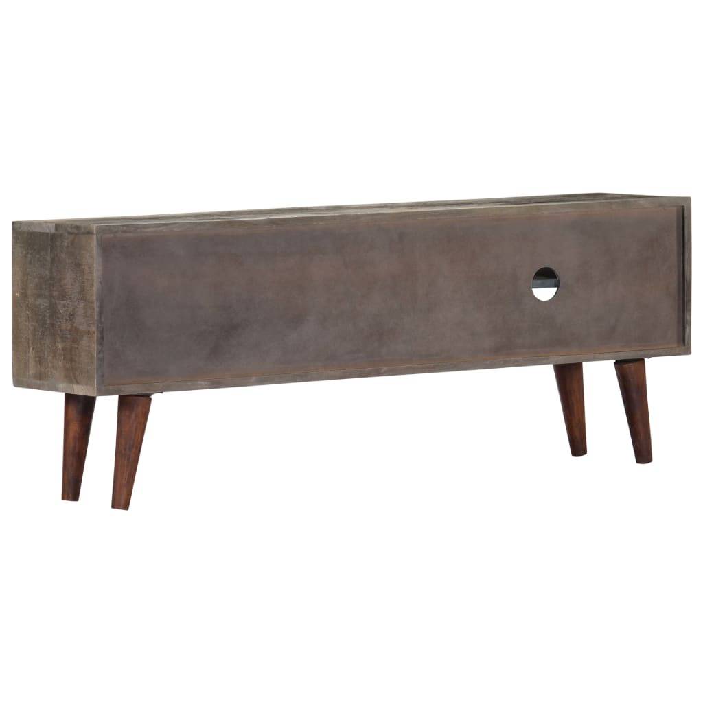vidaXL TV-Schrank Grau 130x30x46 cm Raues Mango-Massivholz