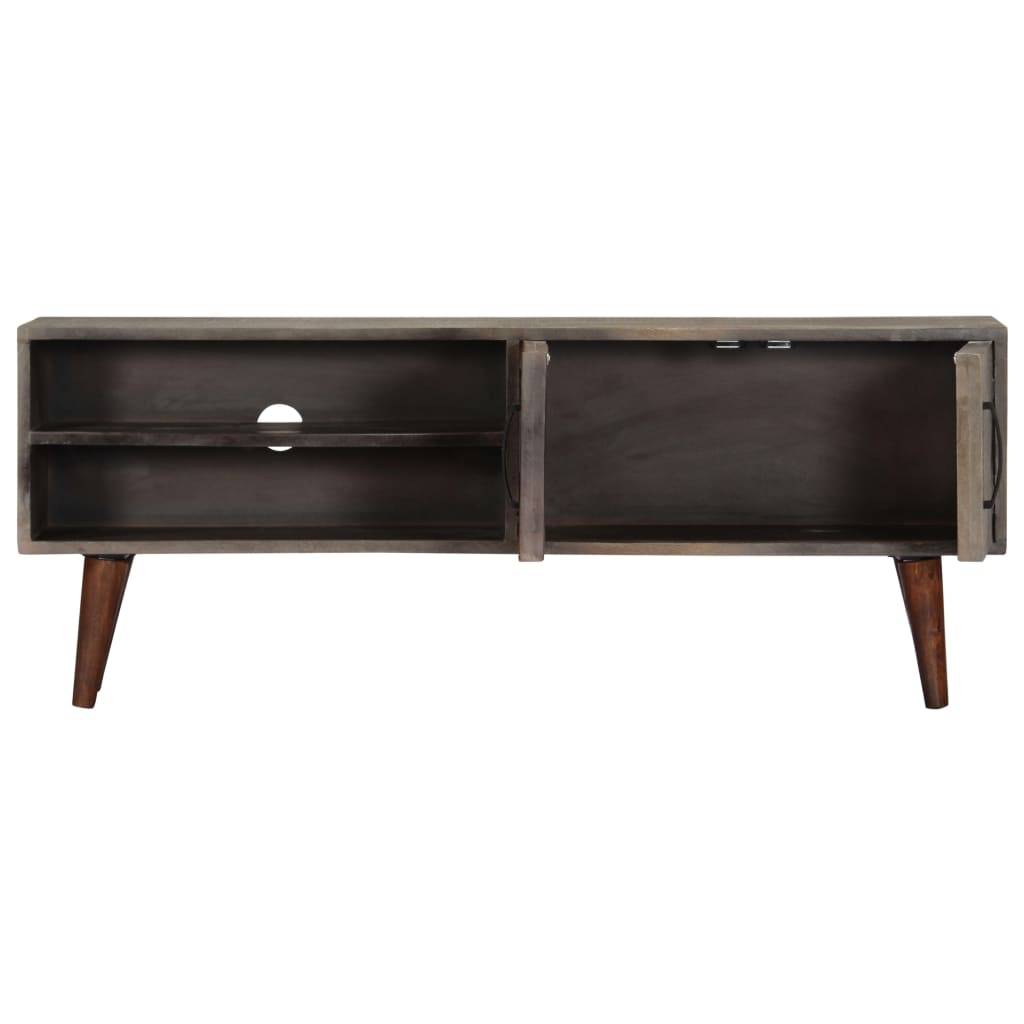 vidaXL TV-Schrank Grau 130x30x46 cm Raues Mango-Massivholz