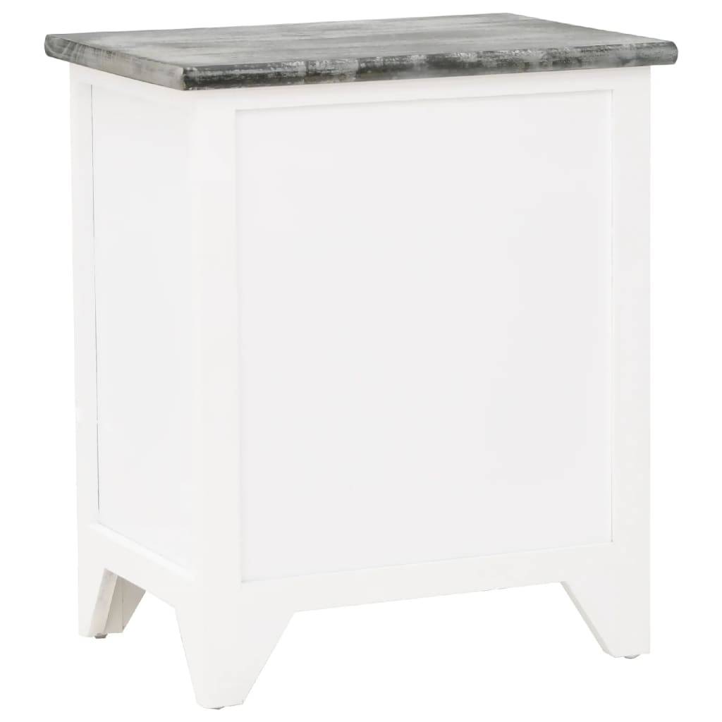 vidaXL Nachttisch Grau und Weiß 38x28x45 cm Paulownia-Holz