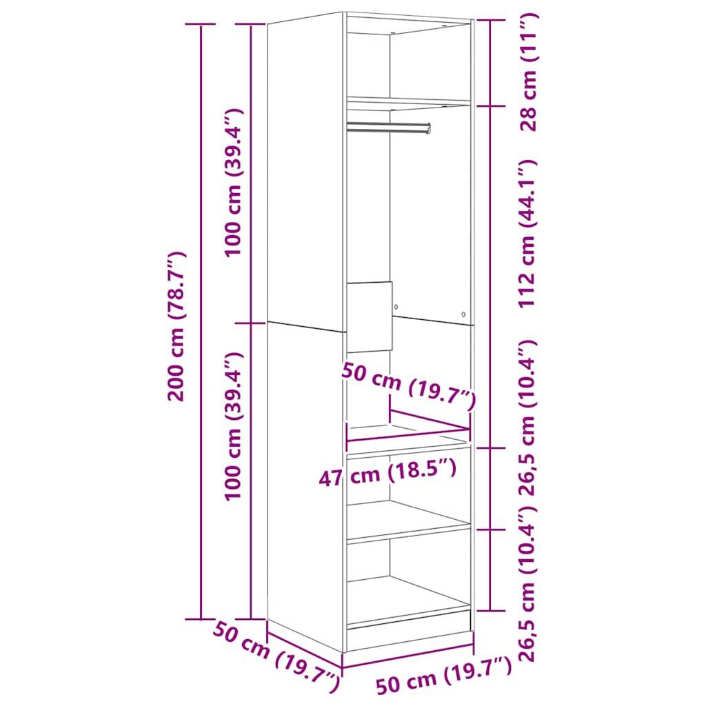 vidaXL Kleiderschrank Sonoma-Eiche 50x50x200 cm Holzwerkstoff