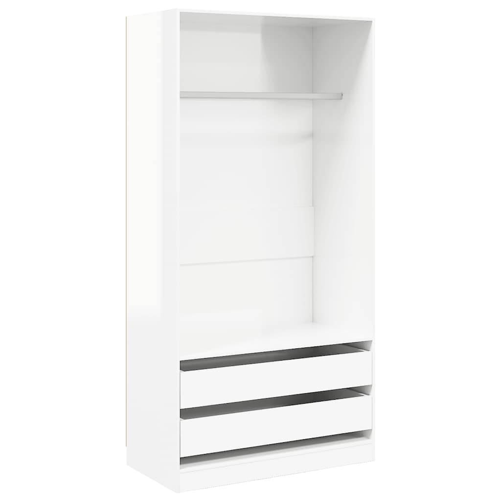 vidaXL Kleiderschrank Hochglanz-Weiß 100x50x200 cm Holzwerkstoff