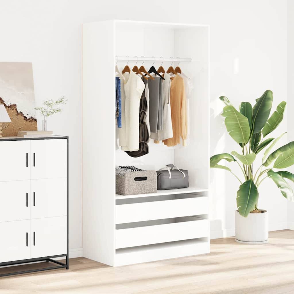 vidaXL Kleiderschrank Hochglanz-Weiß 100x50x200 cm Holzwerkstoff
