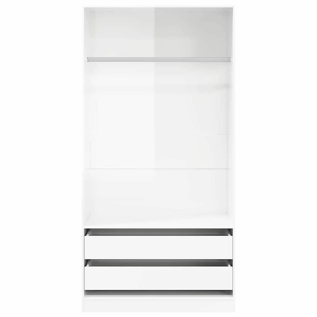 vidaXL Kleiderschrank Hochglanz-Weiß 100x50x200 cm Holzwerkstoff
