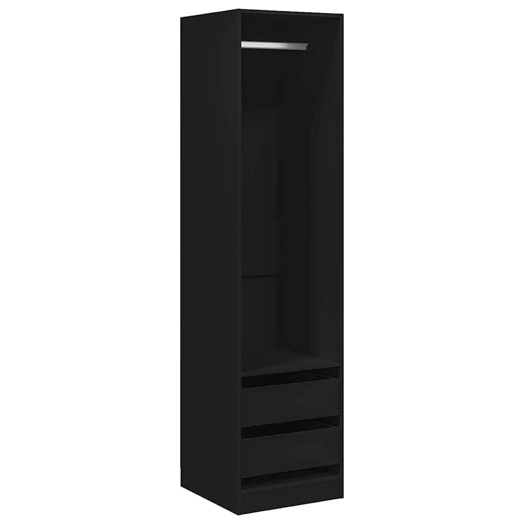 vidaXL Kleiderschrank mit Schubladen Schwarz 50x50x200cm Holzwerkstoff