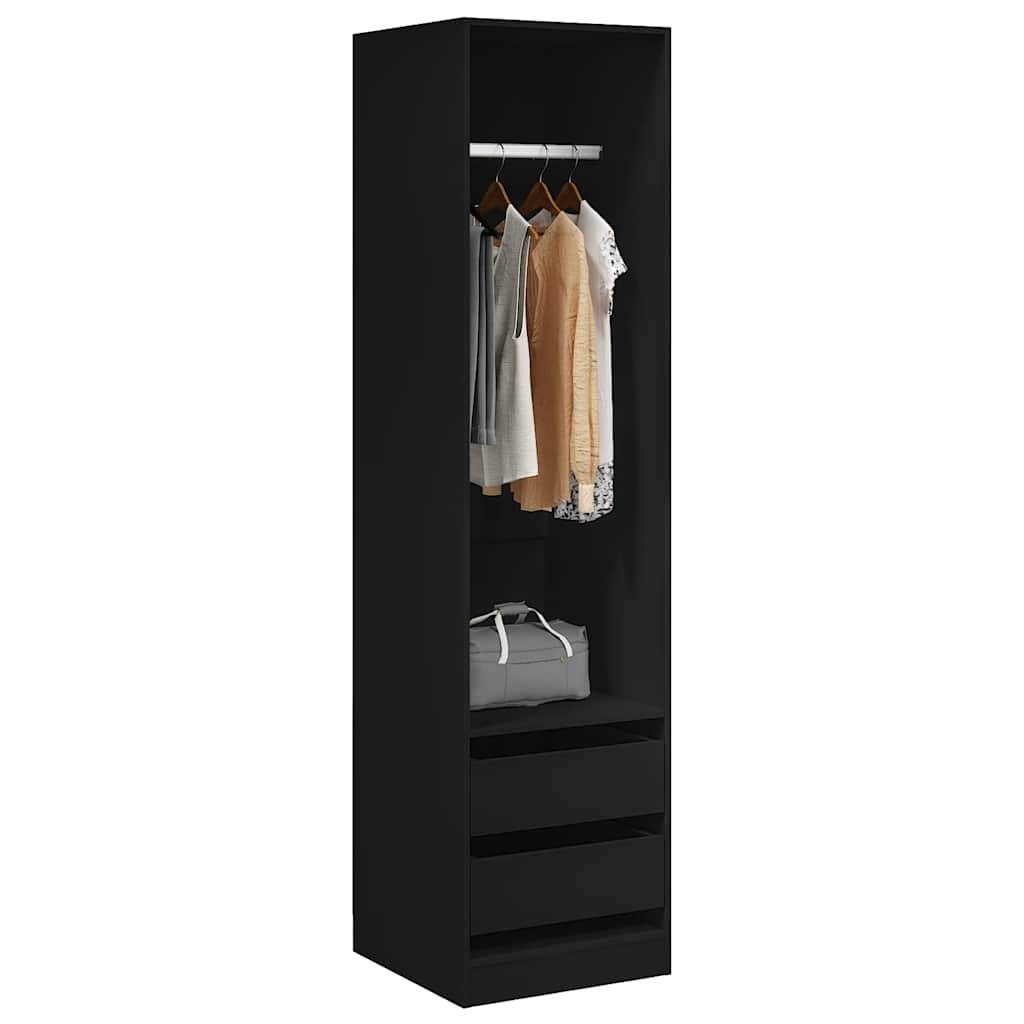vidaXL Kleiderschrank mit Schubladen Schwarz 50x50x200cm Holzwerkstoff