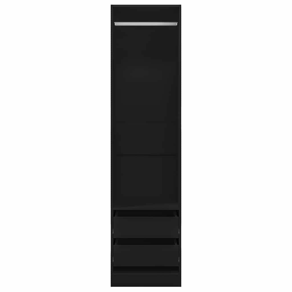 vidaXL Kleiderschrank mit Schubladen Schwarz 50x50x200cm Holzwerkstoff
