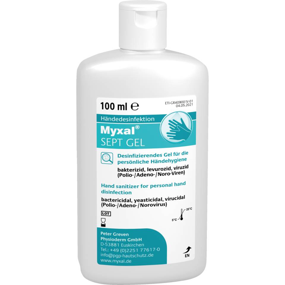 Physioderm® Desinfektionsgel MYXAL® SEPT, zur Händedesinfektion, 100ml/Flasche