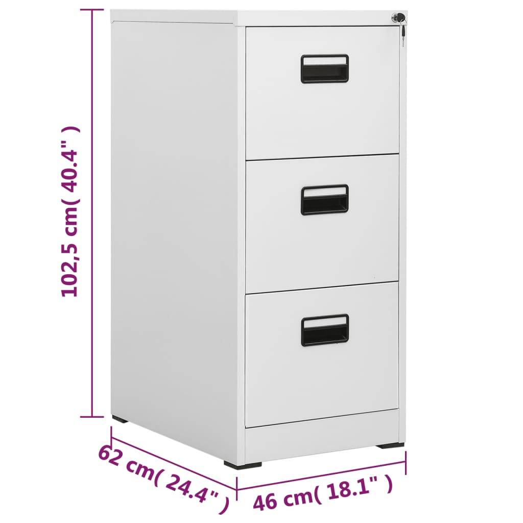 vidaXL Aktenschrank Hellgrau 46x62x102,5 cm Stahl