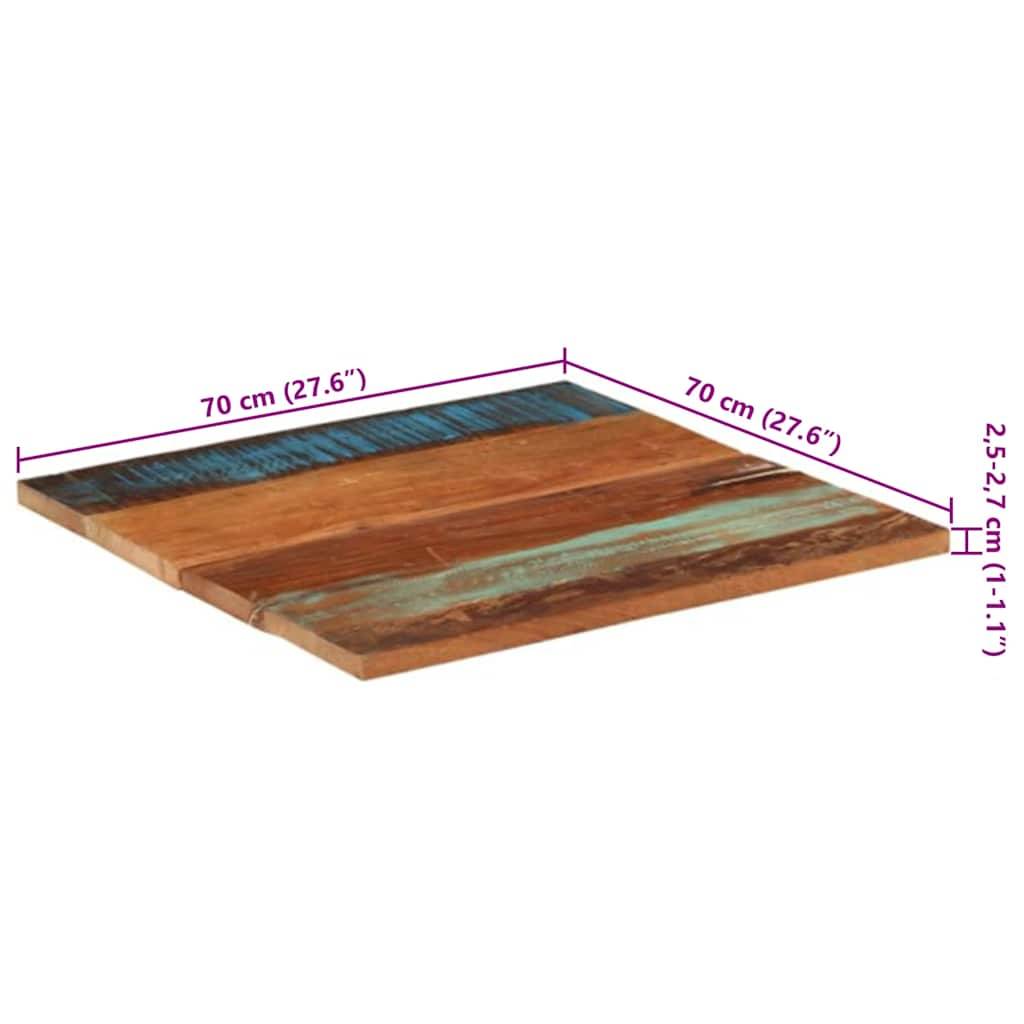 vidaXL Tischplatte Quadratisch 70x70 cm 25-27 mm Altholz Massiv