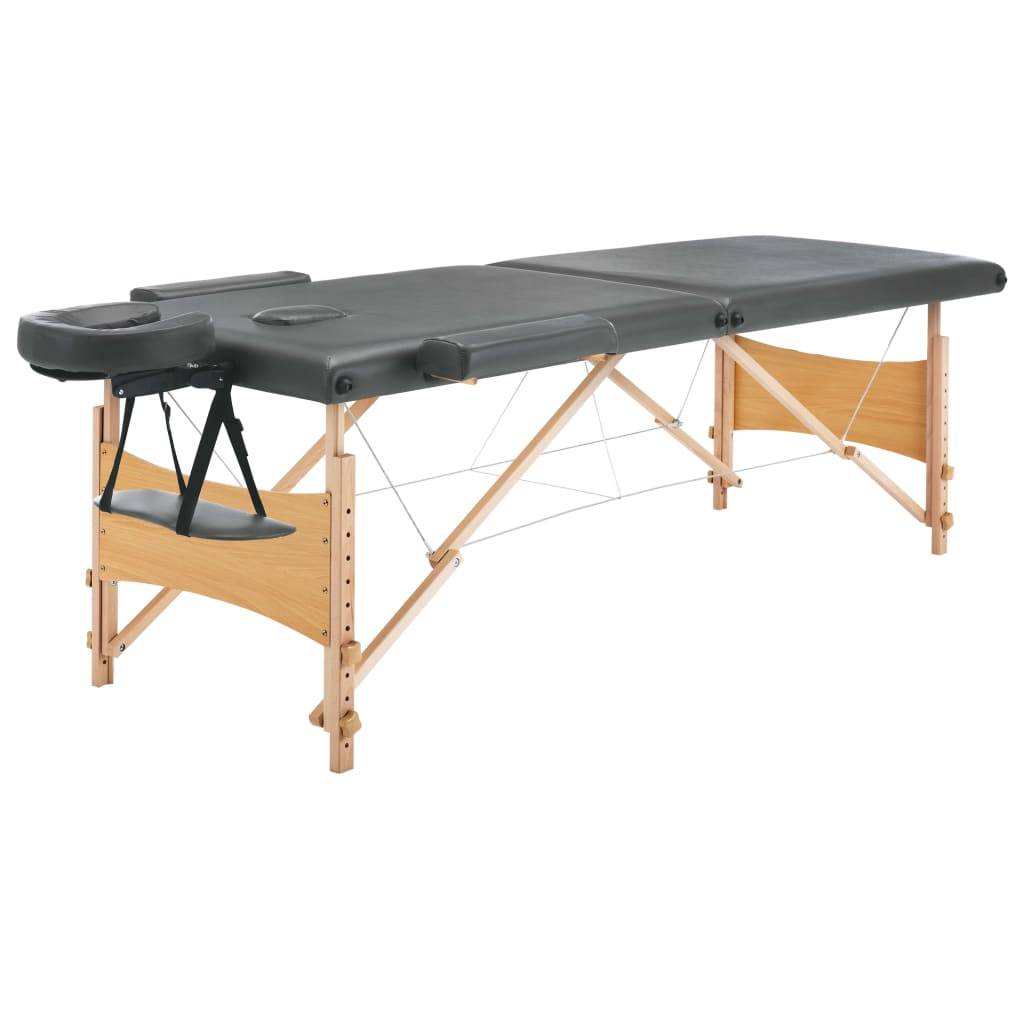 vidaXL Massagetisch mit 2 Zonen Holzrahmen Anthrazit 186×68 cm