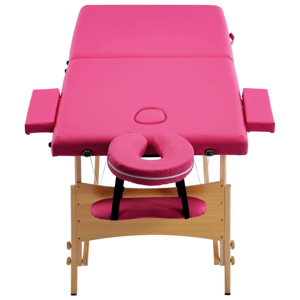 vidaXL Massageliege Klappbar 2-Zonen mit Holzgestell Rosa