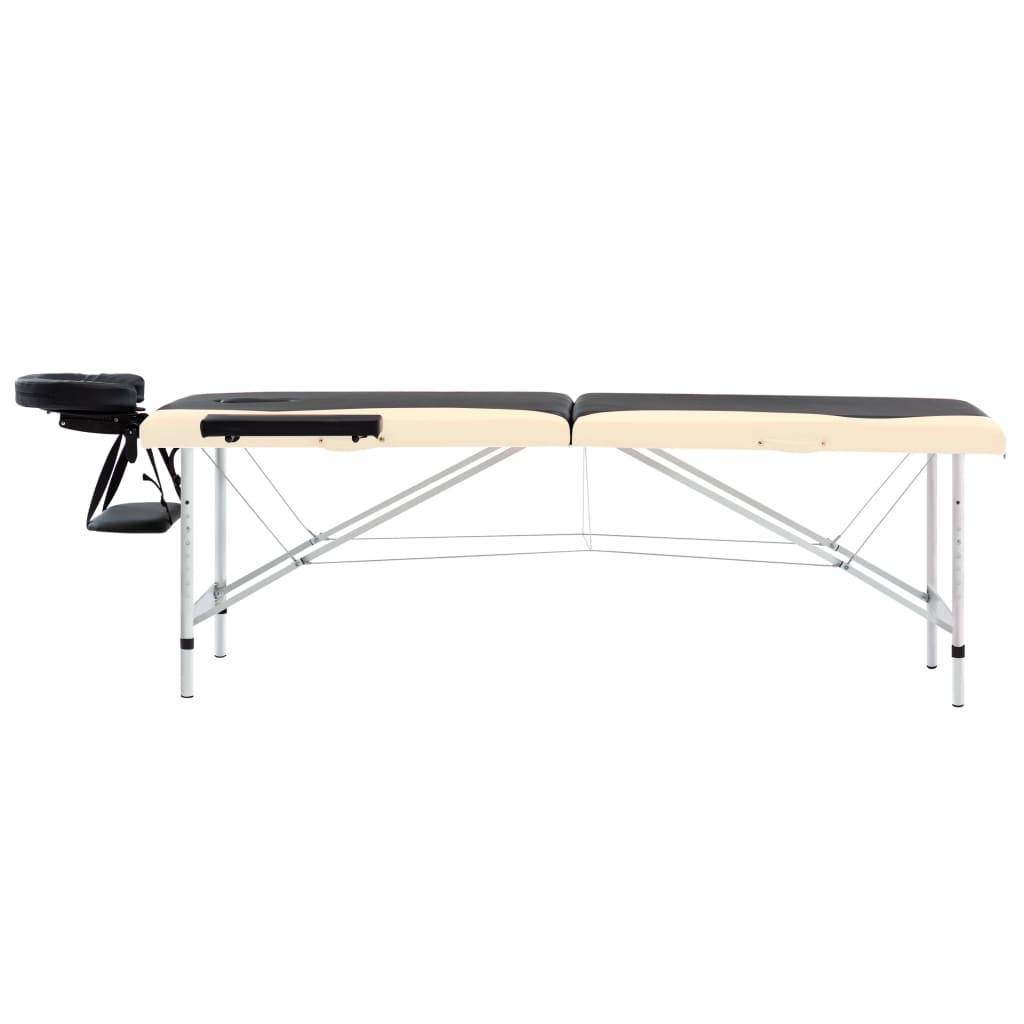 vidaXL Massageliege Klappbar 2-Zonen Aluminiumgestell Schwarz Beige