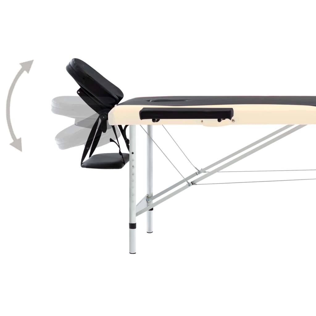 vidaXL Massageliege Klappbar 2-Zonen Aluminiumgestell Schwarz Beige