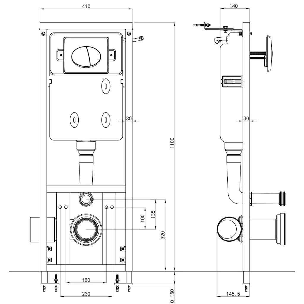 vidaXL Unterputz Spülkasten 11 L 41x14x(110-125) cm