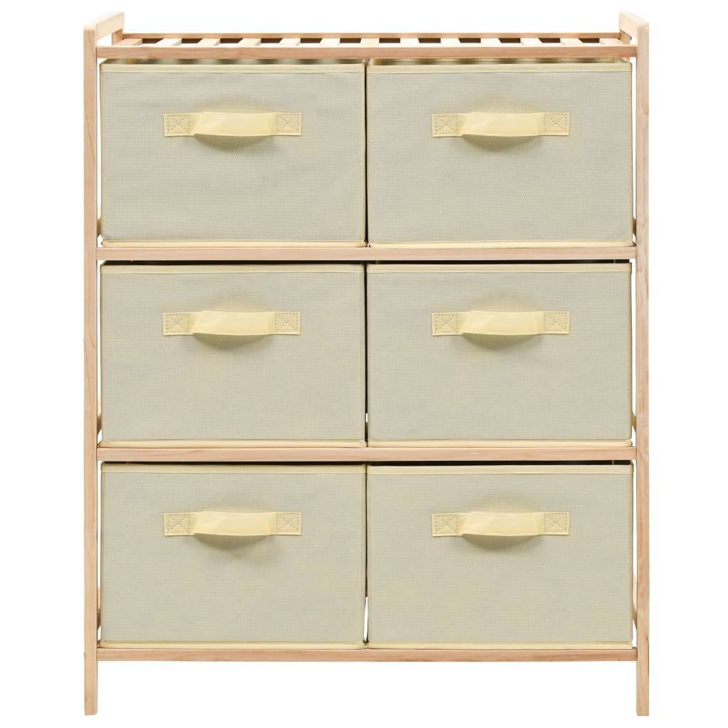 vidaXL Korb-Kommode mit 6 Stoffkörben Zedernholz Beige