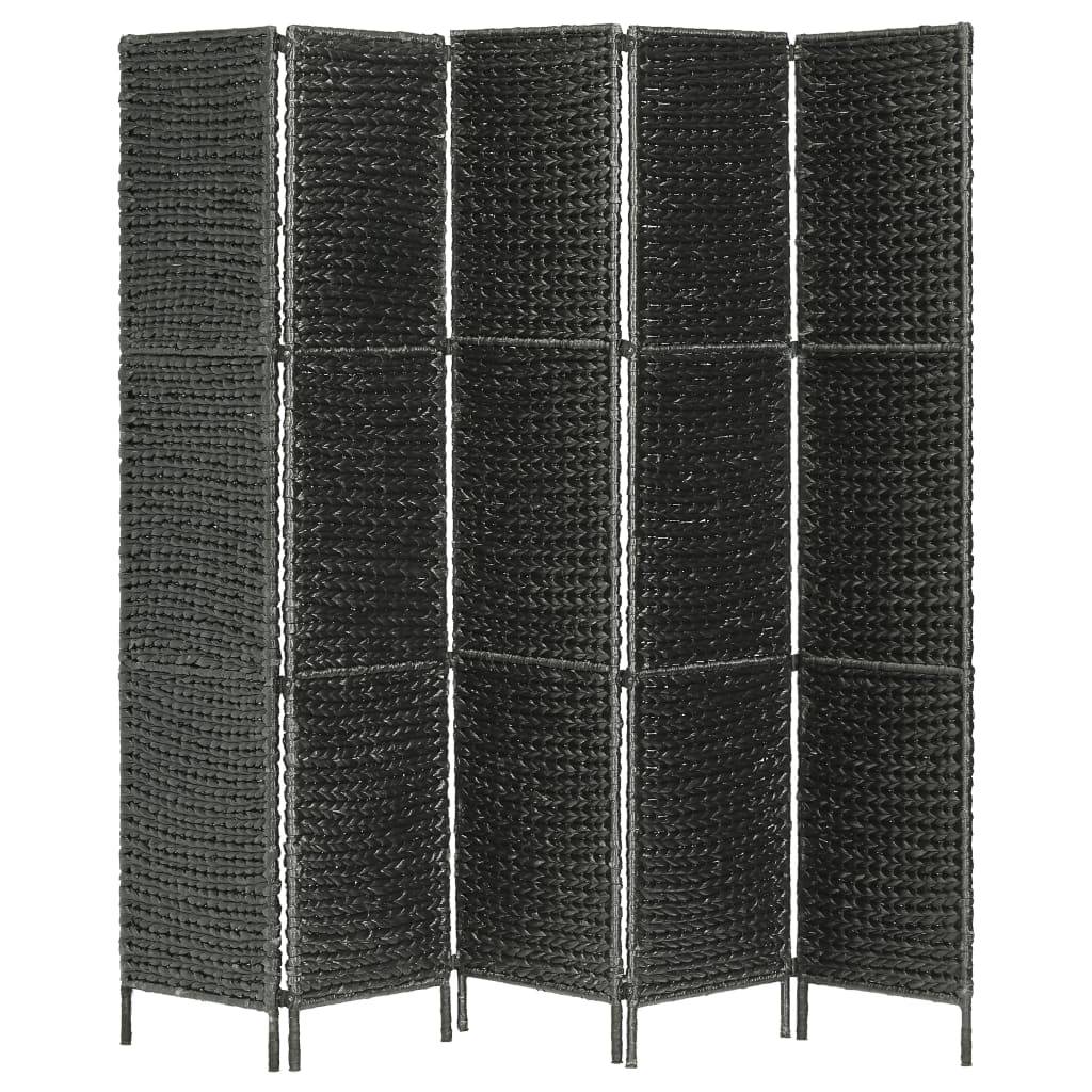 vidaXL 5-teiliger Paravent Schwarz 193×160 cm Wasserhyazinthe